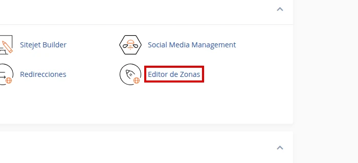Ubica Editor de Zonas en cPanel
