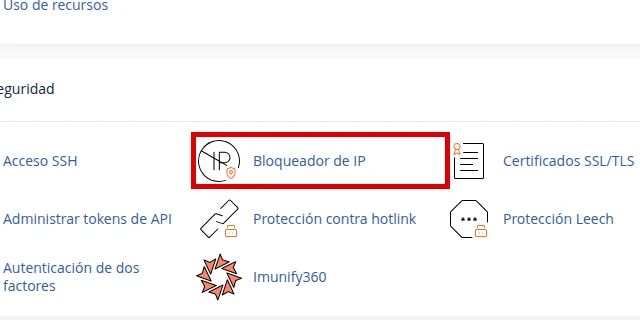 Ubica Bloqueador de IP en cPanel