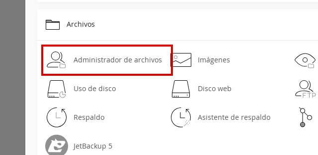 Ubica Administrador de archivos en cPanel
