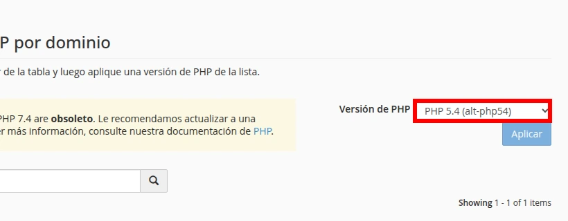 Selecciona la versión de PHP en Administrador MultiPHP