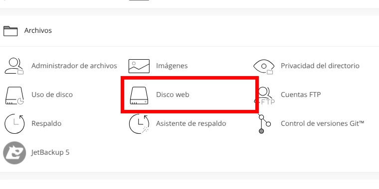Ubica Disco web en cPanel
