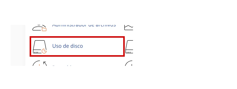 Herramienta Uso de disco en la categoría Archivos de cPanel